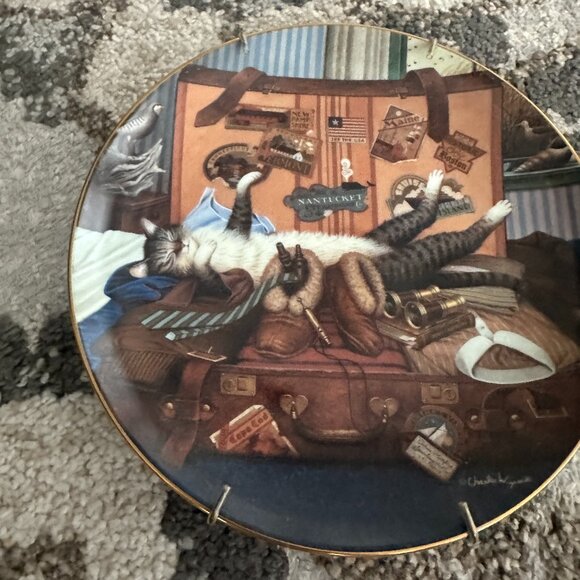 radford Exchange Purr-Fect Places Cat Plates /Hanger -  Mabel the Stowaway - Picture 4 of 5